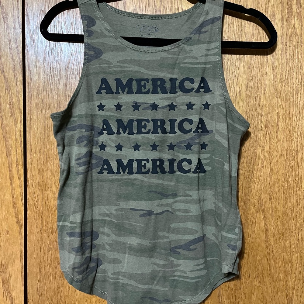 Camo Tank Top with America Print